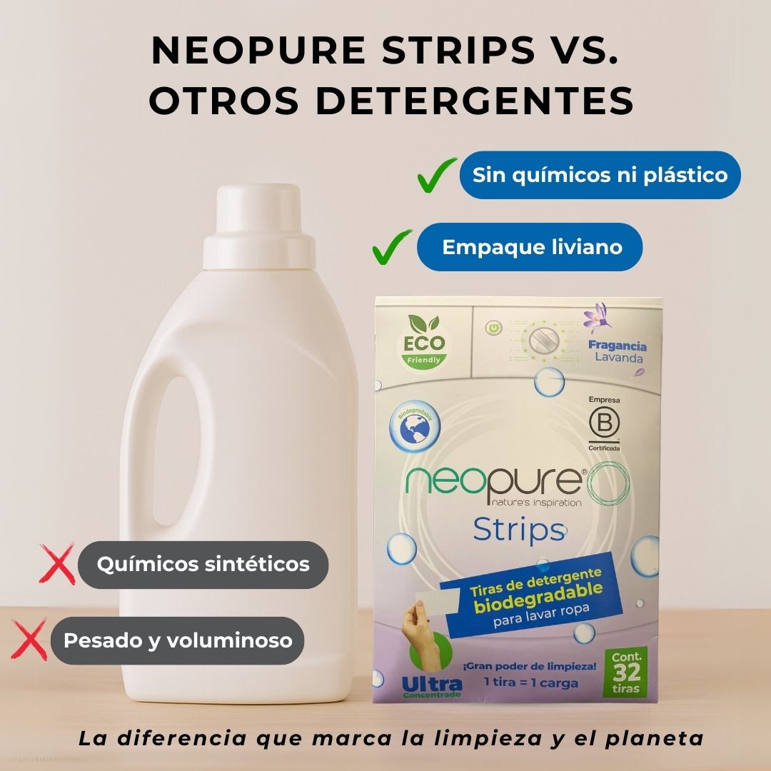 Neopure Strips - Tiras de Detergente Biodegradable (Pack de 5 Sobres)