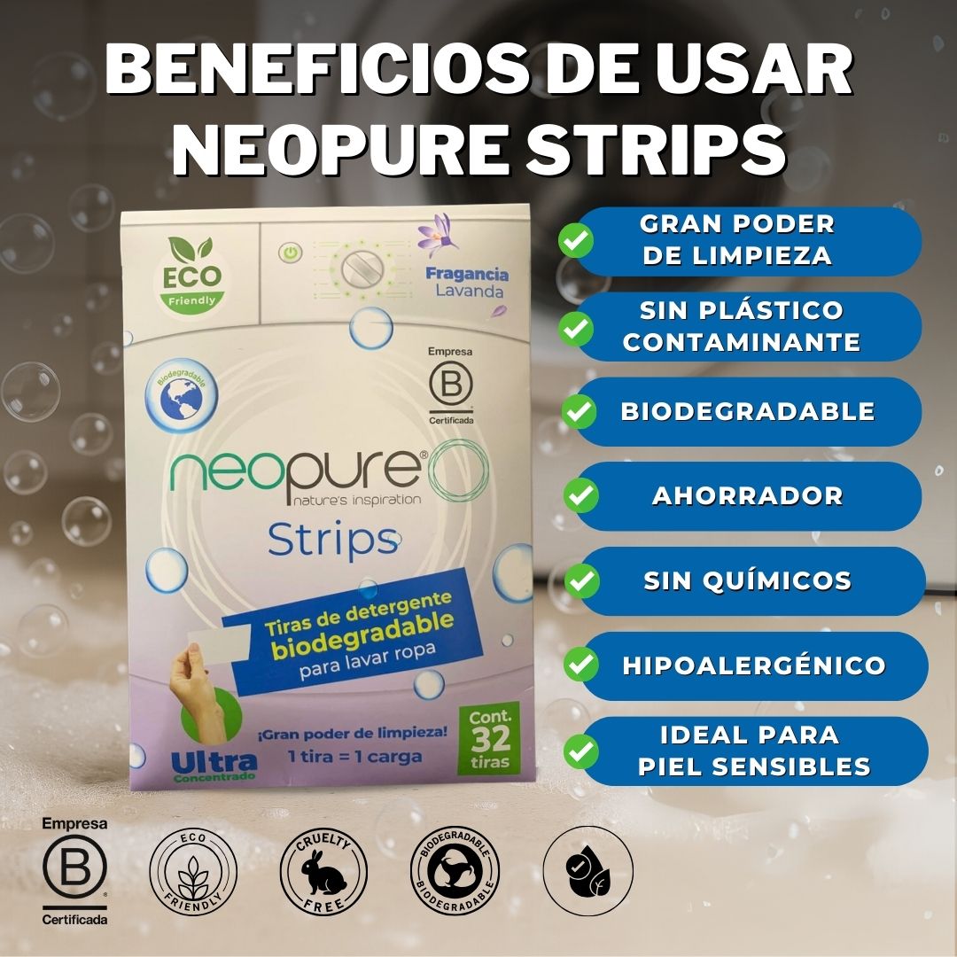 Neopure Strips - Tiras de Detergente Biodegradable (Sobre Individual)