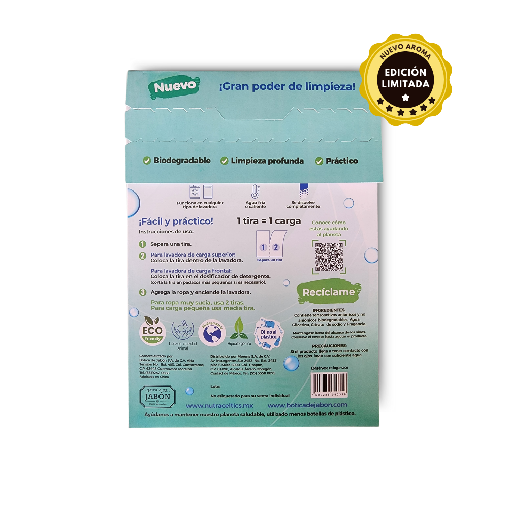 ¡Edición Limitada! Neopure Strips Fresh Linen - Tiras de Detergente Biodegradable (Sobre con 32 Tiras)