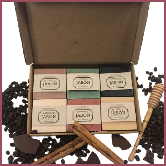 Caja con 6 Jabones Artesanales de Chocolate de 100g c/u