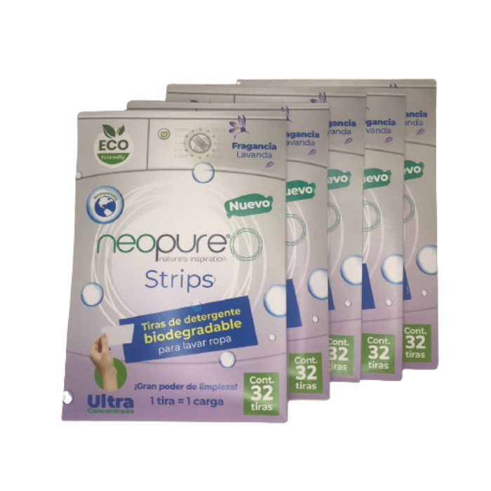 Neopure Strips - Tiras de Detergente Biodegradable (Pack de 5 Sobres)